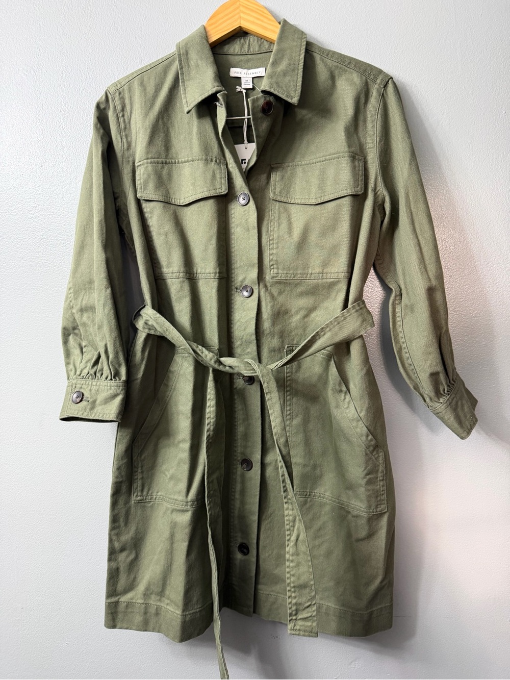 Free Assembly Utility Shirt Dress Coat in Olive Green -medium NWT